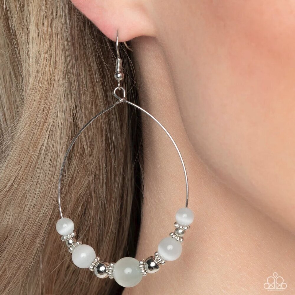 Paparazzi Jewelry Accessories - Cats Eye Charisma - White Earrings - Vintage